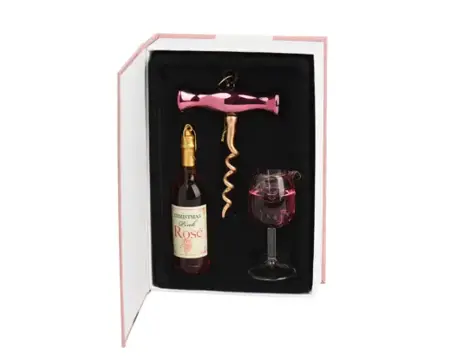 Kersthangers glas wijn set 9.7x2.8x13.8cm 3st - afbeelding 1