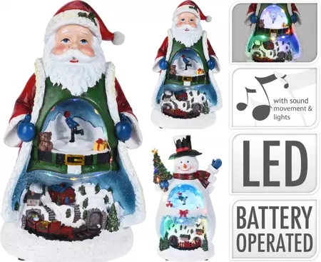 Kersttafereel| Kerstman met trein | Led verlichting op batterij