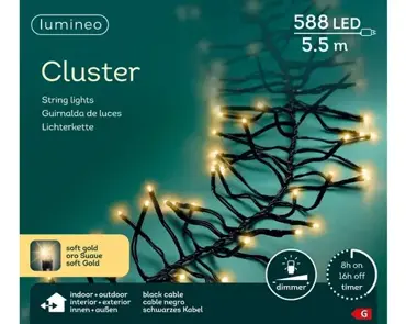 Led cluster 5.5m-588l zwart/soft gold
