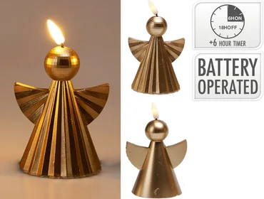 Ledkaars engel 11cm goud - assortiment - afbeelding 1