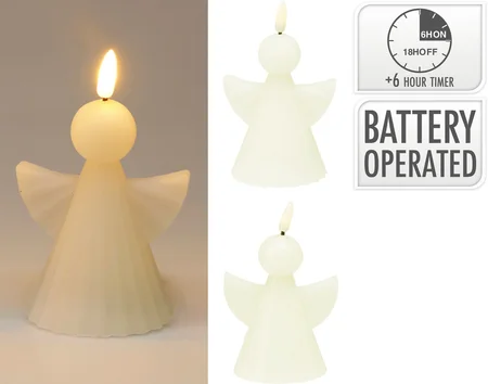 Ledkaars engel 11cm wit - assortiment - afbeelding 1