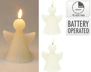 Ledkaars engel 11cm wit - assortiment - afbeelding 1