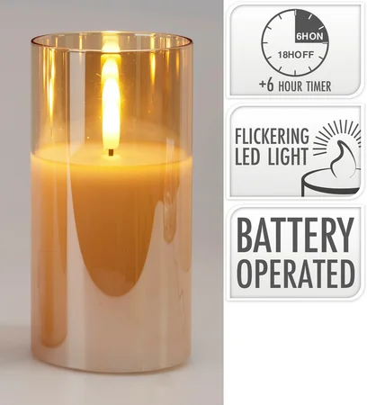 Ledkaars glas 15cm - afbeelding 1