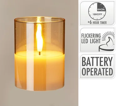 Ledkaars in glas 10cm - afbeelding 1