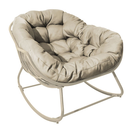 Lounge- schommelstoel Rocking Creme Frame Creme kussen 