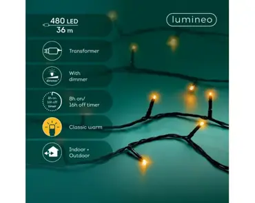Lumineo basic kerstverlichting | 480 LED | 36 meter | klassiek warm - afbeelding 2