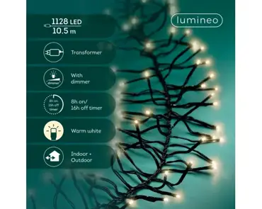 Lumineo cluster kerstverlichting | 1128 LED | 10.5 meter | warm wit - afbeelding 2