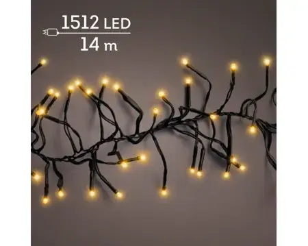 Lumineo cluster kerstverlichting | 1512 LED | 14 meter | klassiek warm - afbeelding 3