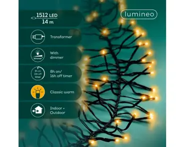 Lumineo cluster kerstverlichting | 512 LED | 14 meter | klassiek warm - afbeelding 2
