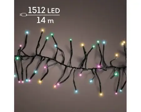 Lumineo cluster verlichting 1512Led  14m zwart/soft multi colour - afbeelding 3