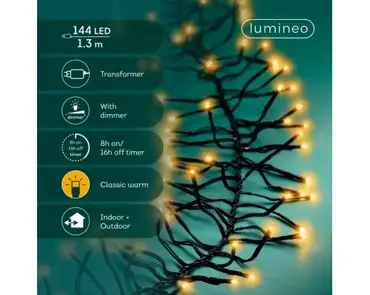 Lumineo Clusterverlichting 1.3m 144led Klassisk warm - afbeelding 2