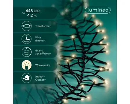 Lumineo clusterverlichting 4.2m 448led warm wit - afbeelding 2
