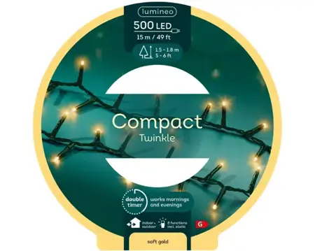 Lumineo compact 500LED 15m zwart/soft gold - afbeelding 1