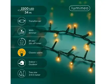 Lumineo compact kerstverlichting | 1500 LED | 34 meter | klassiek warm - afbeelding 2