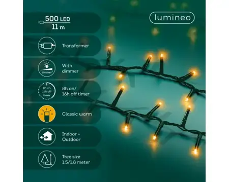 Lumineo compact kerstverlichting | 500 LED | 11 meter | klassiek warm - afbeelding 2
