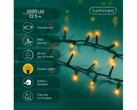 Lumineo Compact ricelights 1000LED 22,5m klassiek warm - afbeelding 2