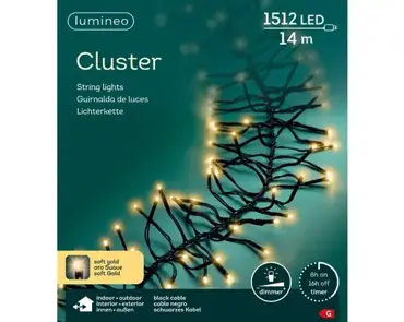 Lumineo led cluster 14m-1512l zwart/soft gold - afbeelding 1
