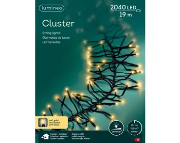 Lumineo led cluster 19m-2040l zwart/soft gold