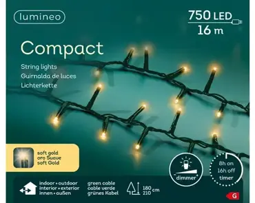 Lumineo led compact 16m-750l groen/soft gold - afbeelding 1