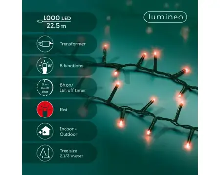 Lumineo led compact lights 22.5m-1000led rood - afbeelding 1