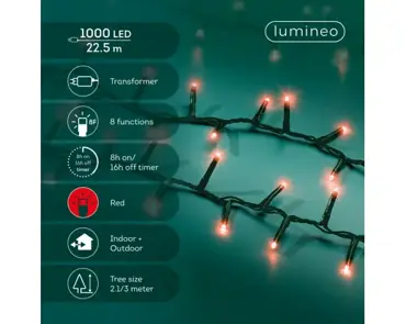 Lumineo led compact lights 22.5m-1000led rood - afbeelding 1