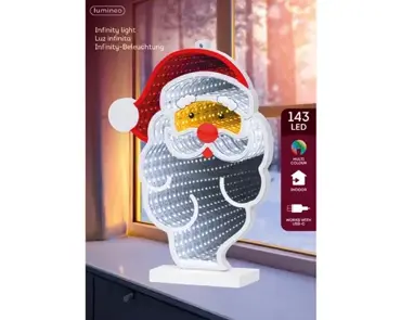Lumineo led infinity hoofd kerstman 143LED multi