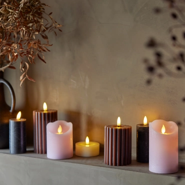 Lumineo led kaars waving Licht Roze/warm wit 3st