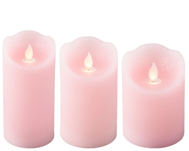 Lumineo led kaars waving Licht Roze/warm wit 3st