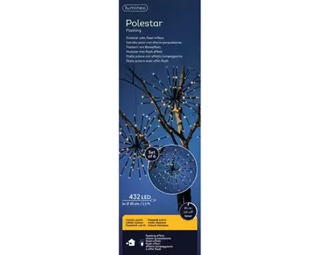 Lumineo led poolster set van 6 45cm-432l zwart/klassiek warm - afbeelding 1