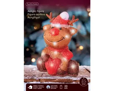 Lumineo led rendier 20LED bruin/koel wit