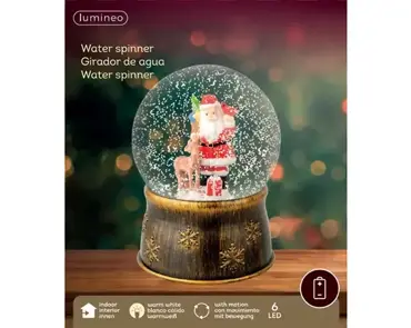 Lumineo led schudbol kerstman warm wit