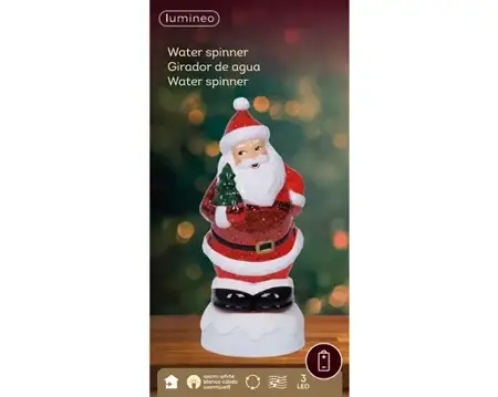 Lumineo led waterspinner kerstman met boom warm wit - afbeelding 1