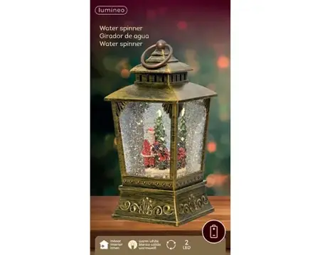 Lumineo led waterspinner lamp kerstman goud/warm wit - afbeelding 1