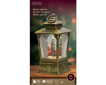 Lumineo led waterspinner lamp kerstman goud/warm wit