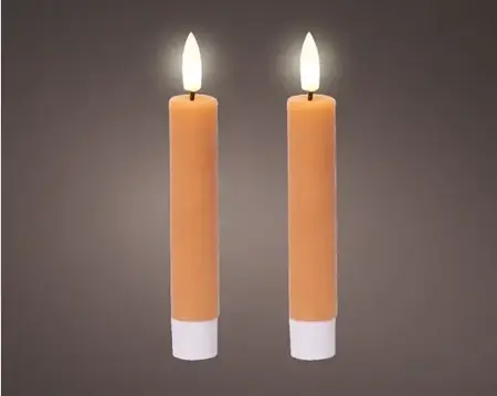 Lumineo leddinerkaars d2h14cm 2st oranje - afbeelding 2