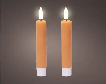 Lumineo leddinerkaars d2h14cm 2st oranje - afbeelding 2