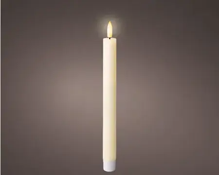 Lumineo leddinerkaars d2h24cm 2st creme - afbeelding 2