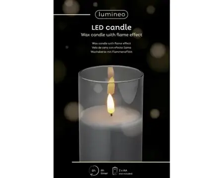 Lumineo ledkaars in glas 12.5cm rookgrijs - afbeelding 1