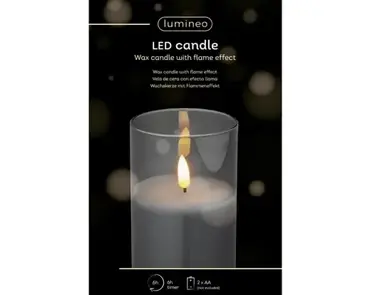 Lumineo ledkaars in glas 12.5cm rookgrijs - afbeelding 1