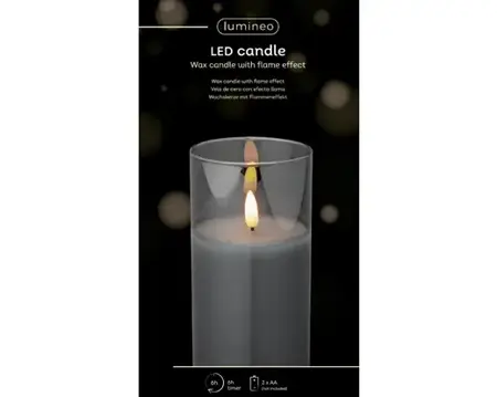 Lumineo ledkaars in glas 15cm rookgrijs - afbeelding 1