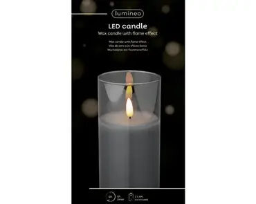 Lumineo ledkaars in glas 15cm rookgrijs - afbeelding 1