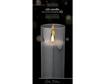 Lumineo ledkaars in glas 17.5cm rookgrijs - afbeelding 1