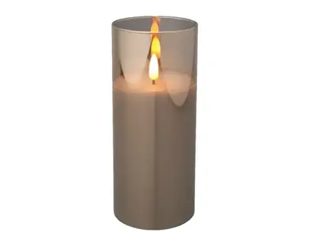 Lumineo ledkaars in glas 17.5cm rookgrijs - afbeelding 2