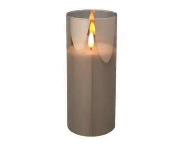 Lumineo ledkaars in glas 17.5cm rookgrijs - afbeelding 2