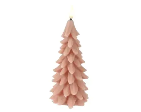 Lumineo ledkaars kerstboom 19.3cm roze - afbeelding 1