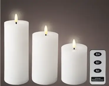 Lumineo ledkaars met afstandsbediending set van 3 wit - afbeelding 2