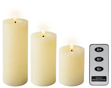 Lumineo ledkaars met afstandsbediening set van 3 creme - afbeelding 1