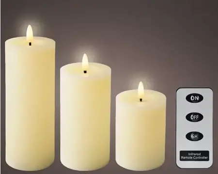 Lumineo ledkaars met afstandsbediening set van 3 creme - afbeelding 2