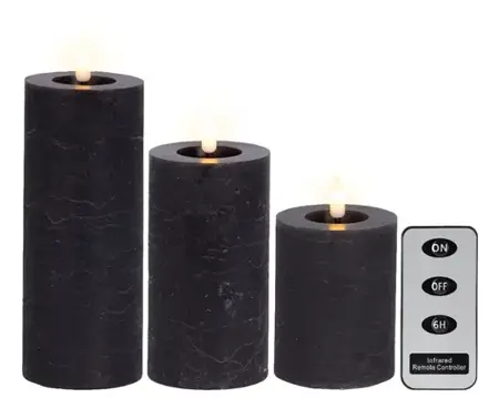 Lumineo ledkaars met afstandsbediening set van 3 grijs - afbeelding 2