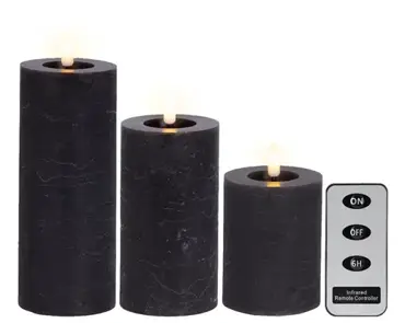 Lumineo ledkaars met afstandsbediening set van 3 grijs - afbeelding 2